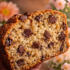 Deliciously Easy Gluten-Free Sourdough Banana Bread Recipe 3 Slice of gluten-free sourdough banana bread on a wooden board with bananas.
