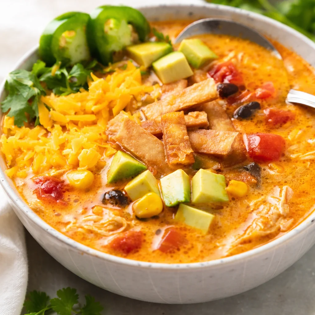 Easy Gluten Free Chicken Tortilla Soup (Slow Cooker)