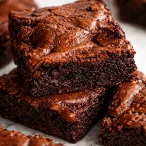 Delicious fudgy gluten-free chocolate brownies topped with a crackly surface.